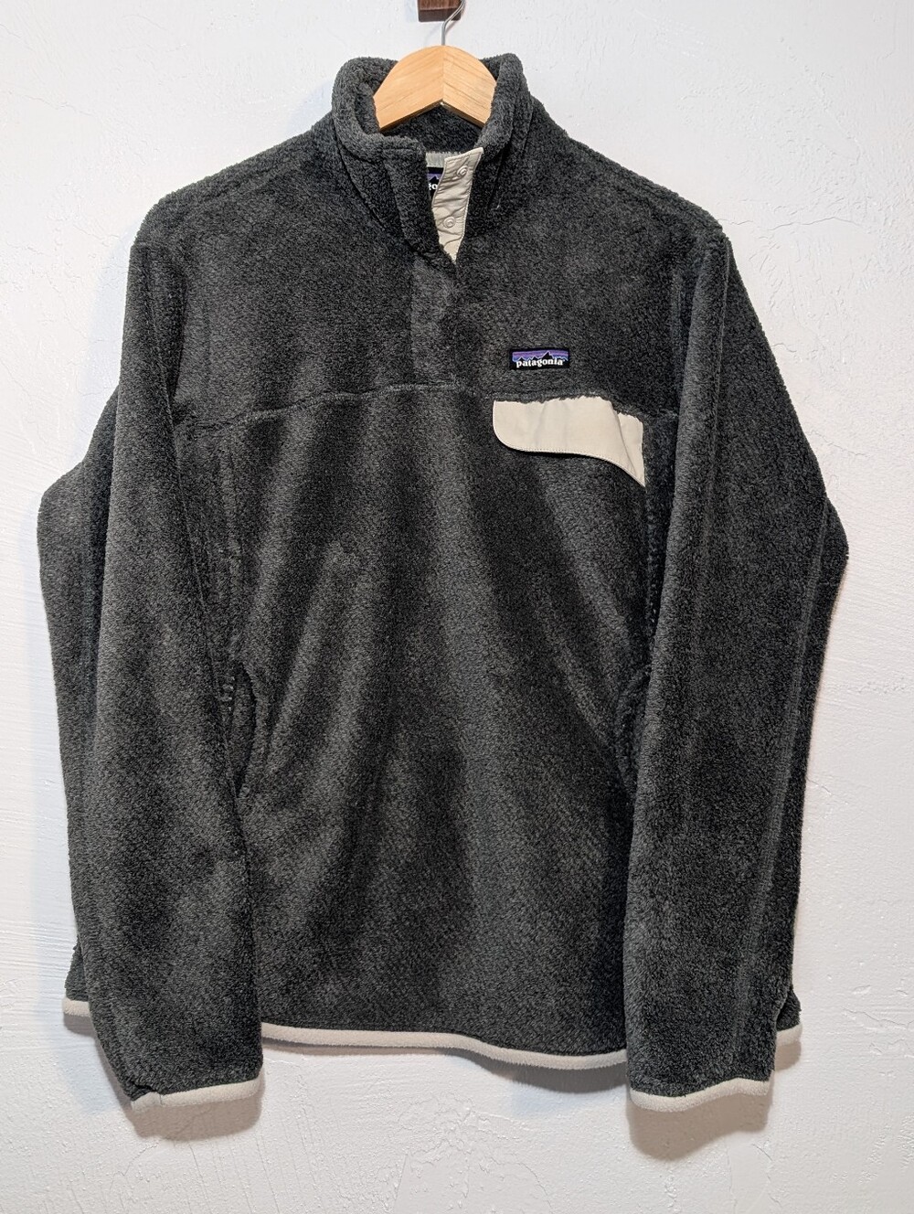 Patagonia Women's Gray Re-Tool Fleece Pullover 1/4 Snap Button Outdoors Camping